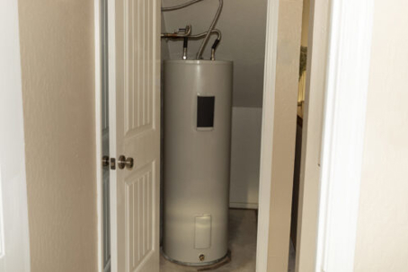Water heater in a storage closet in Bridgeport.
