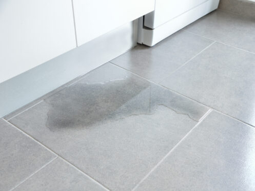 water flooding into room due to a pipe leak